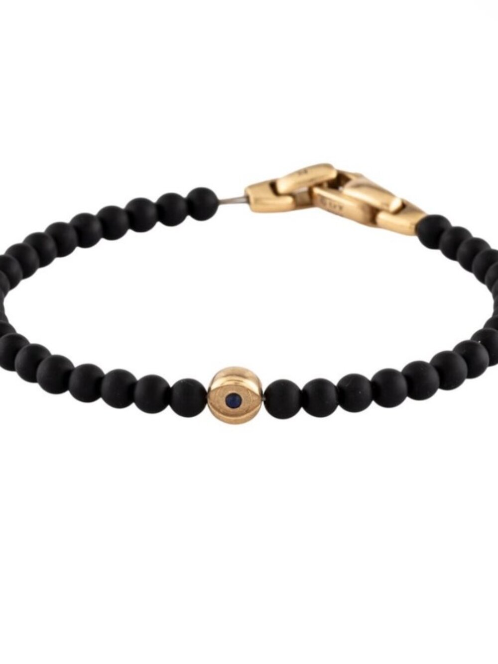 DAVID YURMAN 18K YELLOW GOLD SAPPHIRE & ONYX SPIRITUAL BEADS EVIL EYE BRACELET